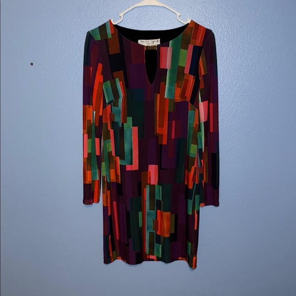 Trina Turk Colorful Geometric Print Dress - size 0. B4 - Picture 1 of 6